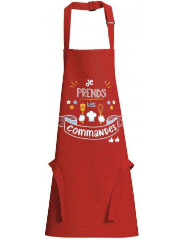 Tablier de cuisine enfant Je prends les commandes Rouge 52 x 63 1772033000Winkler
