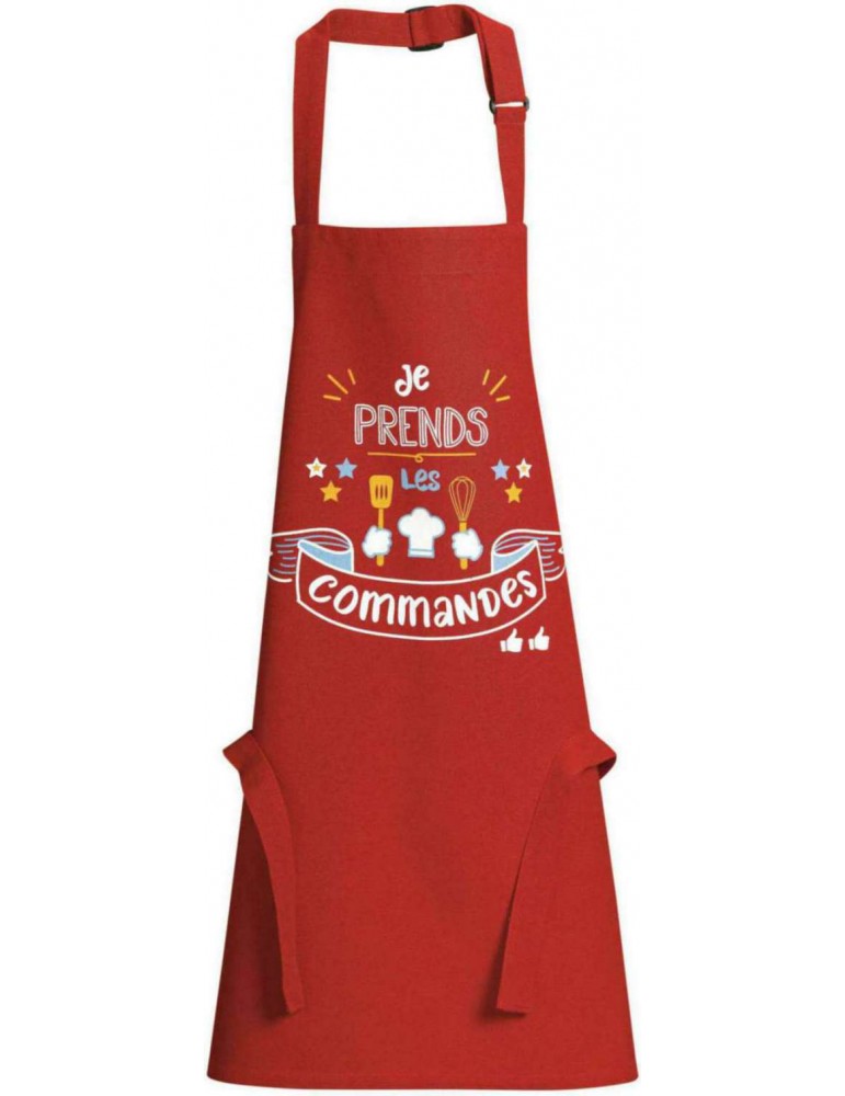 Tablier de cuisine enfant Je prends les commandes Rouge 52 x 63 1772033000Winkler