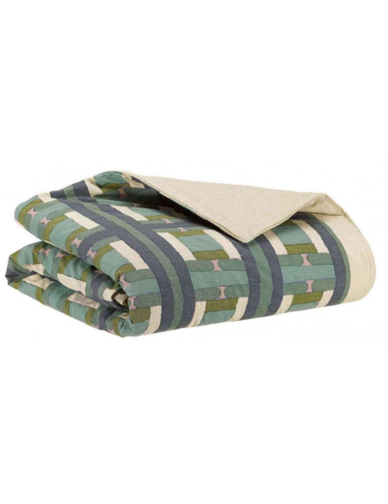 Plaid imprimé Taho Vert de gris 135 x 200 2015025000Vivaraise