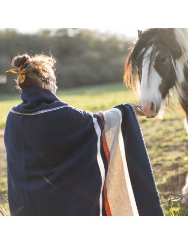 Plaid jacquard recyclé Gioia Marine 140 x 185 1299065000Vivaraise