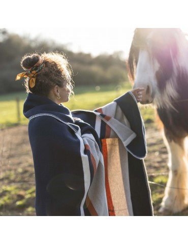 Plaid jacquard recyclé Gioia Marine 140 x 185 1299065000Vivaraise