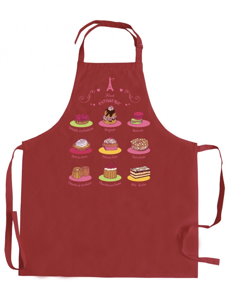 Tablier de cuisine sans poche French Pâtisserie recyclé Rouge 72 x 90 3491135000Winkler
