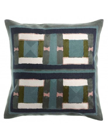 Coussin brodé Taho Vert de gris 45 x 45 1262025000Vivaraise