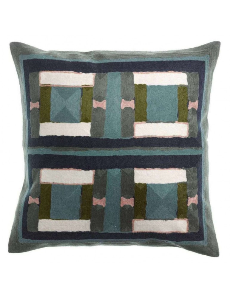Coussin brodé Taho Vert de gris 45 x 45 1262025000Vivaraise