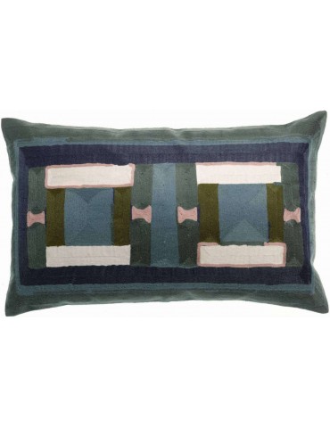 Coussin brodé Taho Vert de gris 40 x 65 1261025000Vivaraise