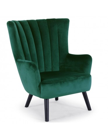 Fauteuil scandinave Vidal en Velours Vert 8861v1hlr56green