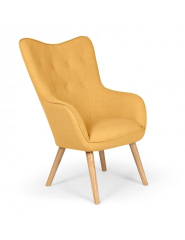 Fauteuil scandinave Klarys Tissu Jaune 8801yellow