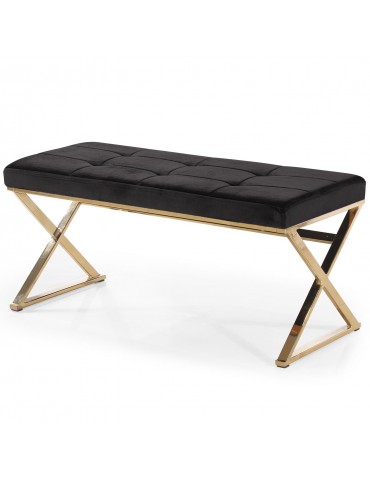 Banquette Stylix Velours Noir Pieds Or bench0031tgblack