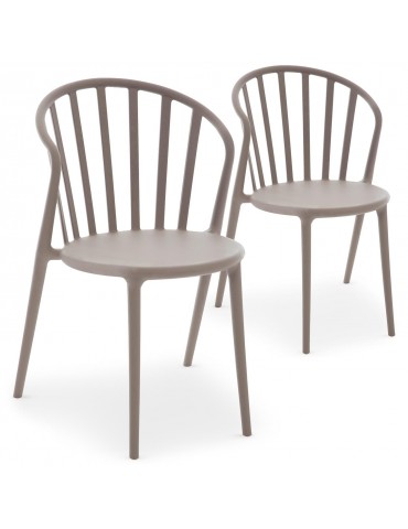 Lot de 2 chaises empilables Olvida Taupe clair 62197lot2taupeclair