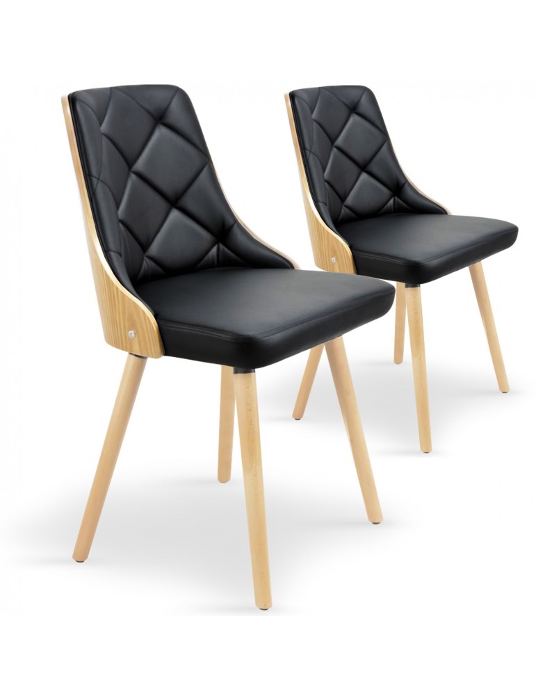 Lot de 2 chaises scandinaves Lalix Chêne Clair & Noir 4630lot2chenenoir