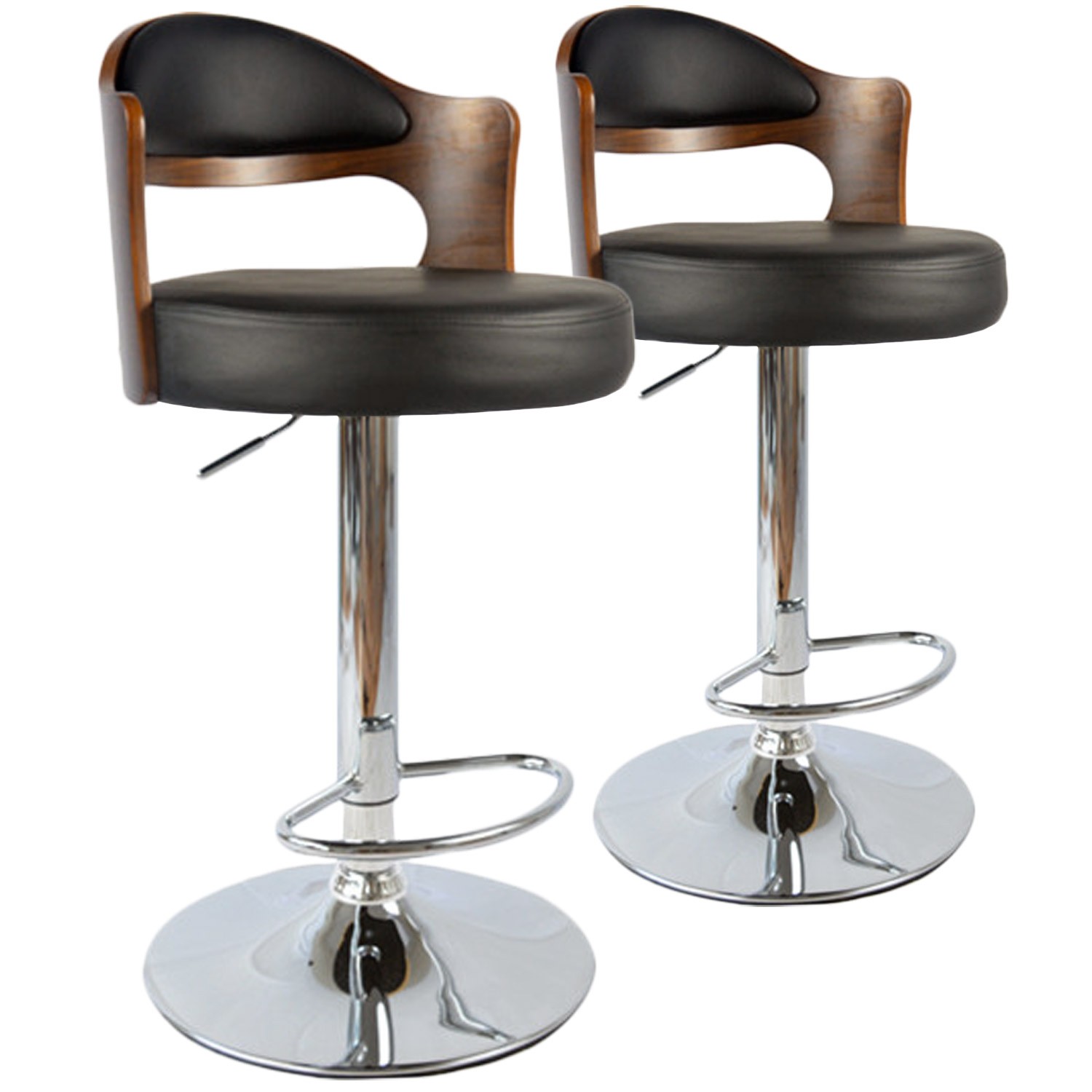 Lot de 2 chaises de bar Ruben Bois Noisette & Noir 1025lot2noisnoir