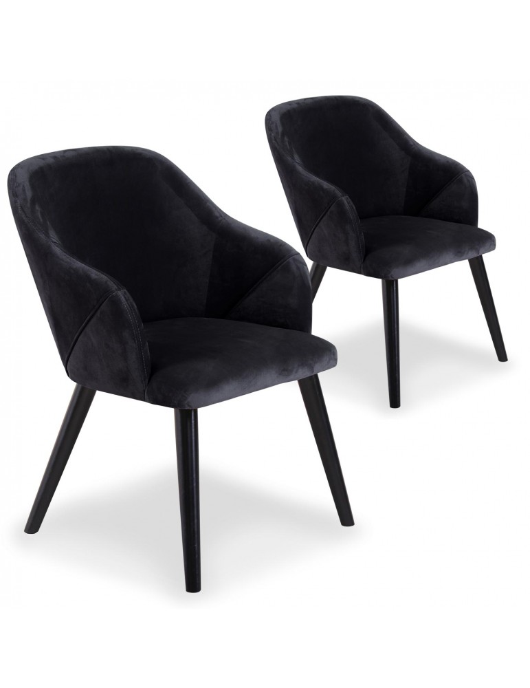 Lot de 2 fauteuils Liberto Velours Noir qh8929black66