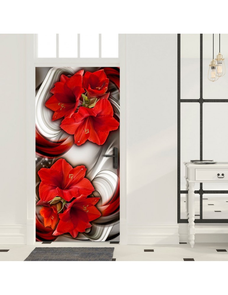 Papier-peint pour porte - Photo wallpaper - Abstraction and red flowers I A1-TNTTUR_70_0346 Papier-peint pour porte - Photo wallpaper - Abstraction and red flowers I A1-TNTTUR_70_0346