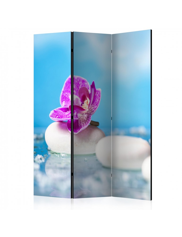 Paravent 3 volets - Pink Orchid and white Zen Stones [Room Dividers] A1-PARAVENT989