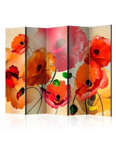 Paravent 5 volets - Velvet Poppies II [Room Dividers] A1-PARAVENT466