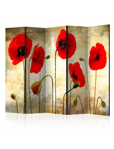 Paravent 5 volets - Golden Field of Poppies II [Room Dividers] A1-PARAVENT468