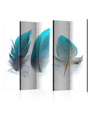 Paravent 5 volets - Blue Feathers II [Room Dividers] A1-PARAVENT1018