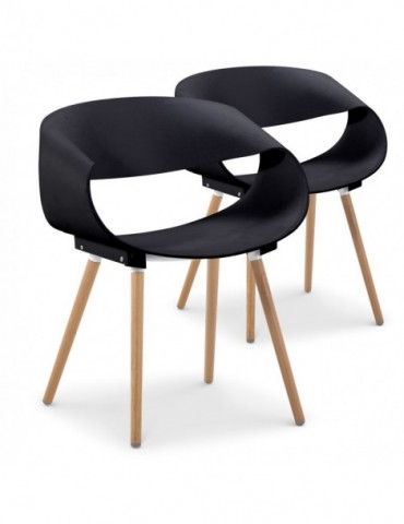 Lot de 2 chaises scandinaves design Zenata Noir dc5069noir