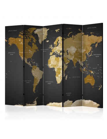 Paravent 5 volets - Room divider - World map on dark background A1-PARAVENT877