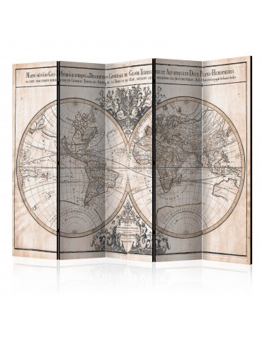 Paravent 5 volets - Mappe-Monde Geo-Hydrographique [Room Dividers] A1-PARAVENT108