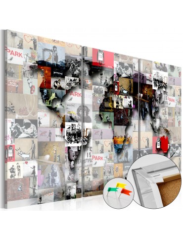 Tableau en liège - Modern World's Map [Cork Map] A1-Pinnwand454