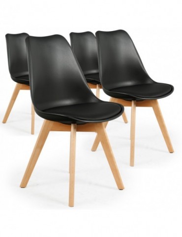 Lot de 4 chaises style scandinave Bovary Noir ty01lot4black