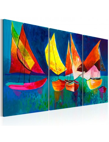 Tableau peint à la main - Voiliers multicolores A1-N2627MK