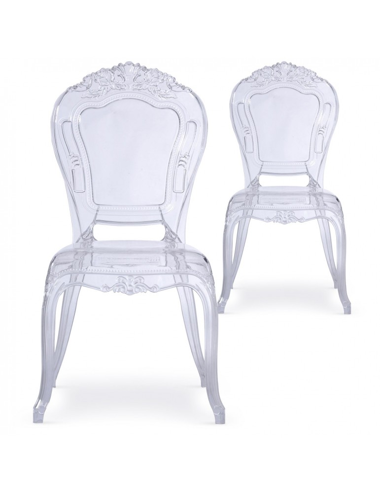 Lot de 2 chaises royales Crown Transparent cnpc1006transparent
