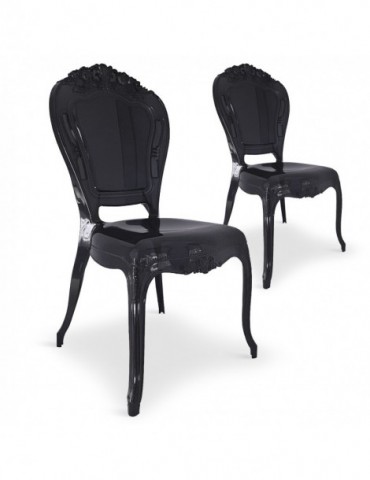 Lot de 2 chaises royales Crown Plexi Noir cnpc1006black