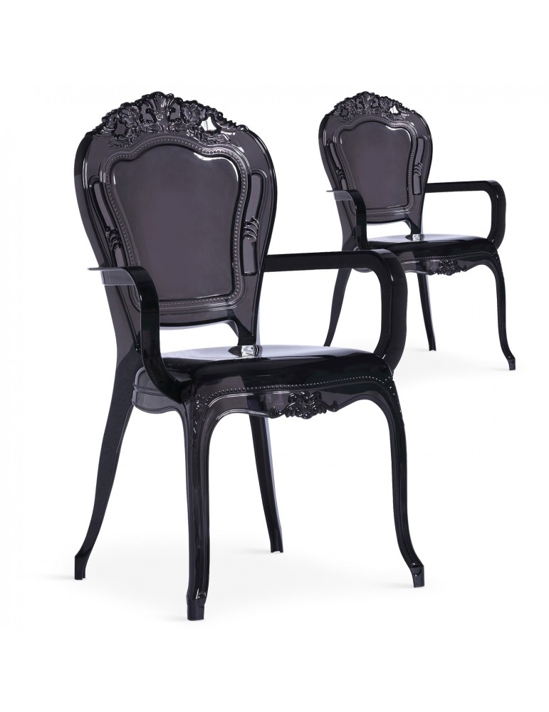 Lot de 2 chaises royales Cosy Crown Plexi Noir cnpc1007black
