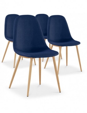Lot de 4 chaises scandinaves Gao Tissu Bleu dc5081bleu