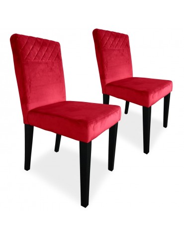 Lot de 2 chaises matelassées Milo Velours Rouge wh1750velvetred