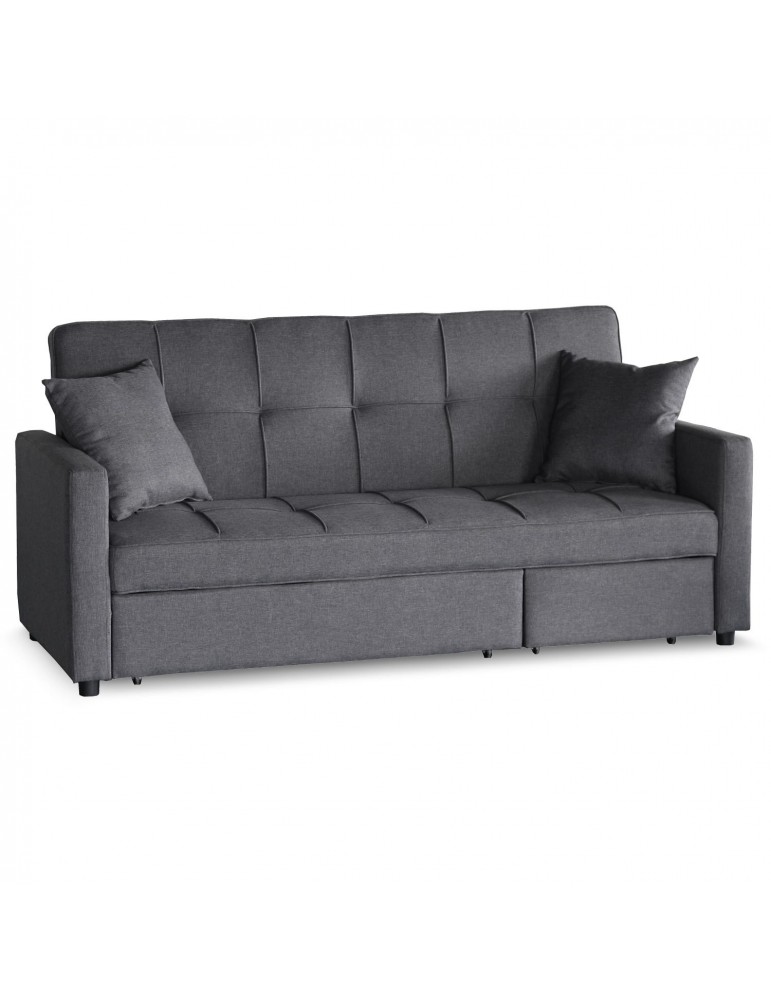 Canapé convertible 3 places Julieta Tissu Gris Foncé lf3333tissudarkgrey