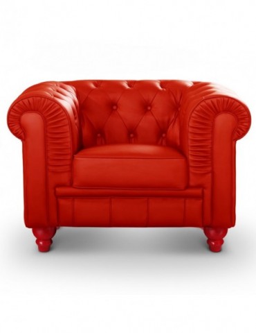 Fauteuil Chesterfield Rouge A605-1-Rouge