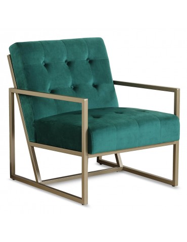 Fauteuil Texas velours Vert pieds Or lf0138hlr64