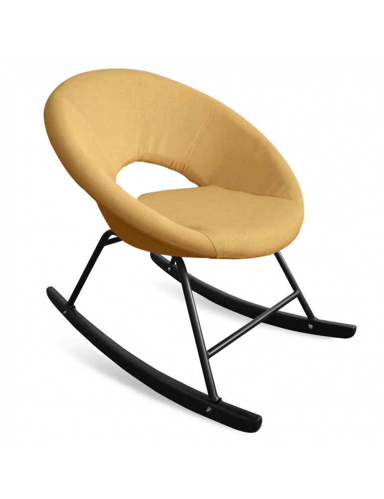 Fauteuil à bascule type rocking chair Berso Tissu Jaune wh3018yellow Fauteuil à bascule type rocking chair Berso Tissu Jaune wh3018yellow