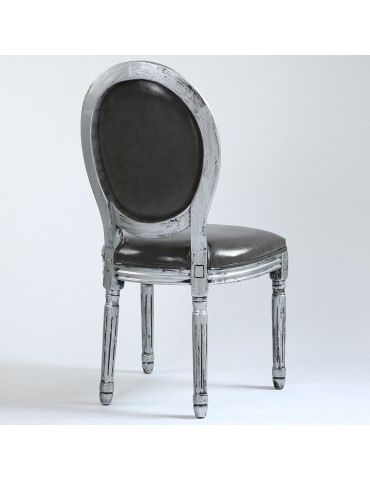 Lot de 20 chaises de style médaillon Louis XVI Simili (P.U) Gris bois patiné Argent 24501ksp25011lot20