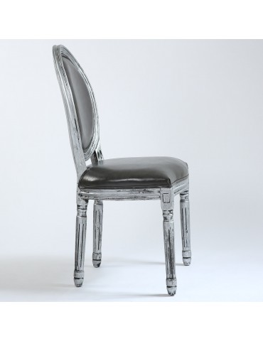 Lot de 20 chaises de style médaillon Louis XVI Simili (P.U) Gris bois patiné Argent 24501ksp25011lot20