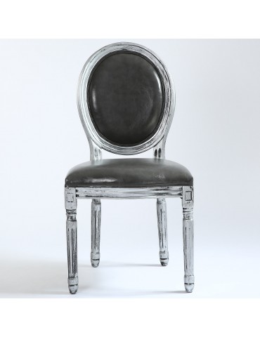 Lot de 20 chaises de style médaillon Louis XVI Simili (P.U) Gris bois patiné Argent 24501ksp25011lot20