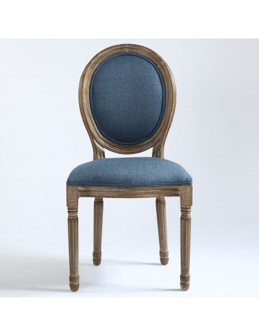 Lot de 20 chaises de style médaillon Louis XVI Tissu Bleu 24501ksf25013lot20