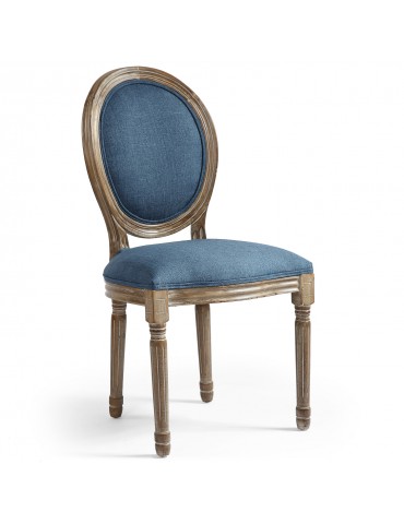 Lot de 20 chaises de style médaillon Louis XVI Tissu Bleu 24501ksf25013lot20