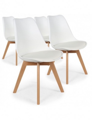 Lot de 4 chaises scandinaves Conor Simili (P.U) Blanc cy1602puwhite