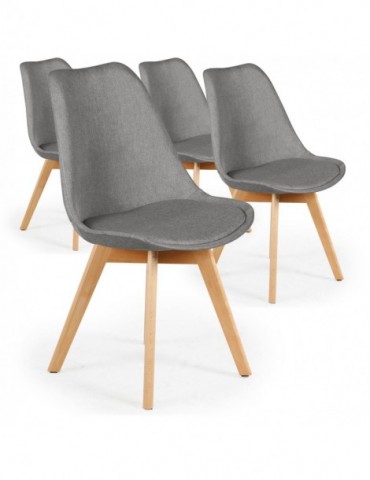 Lot de 4 chaises scandinaves Conor tissu Gris cy1602fabricgrey