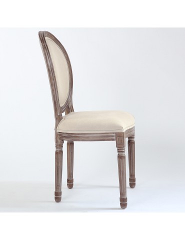 Lot de 20 chaises médaillon Louis XVI Tissu Beige 2450132lot20beige