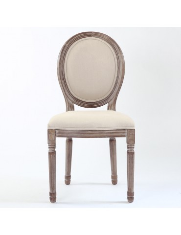 Lot de 20 chaises médaillon Louis XVI Tissu Beige 2450132lot20beige