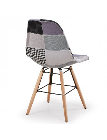 Lot de 2 chaises scandinaves Lisa Patchwork Gris c808gris