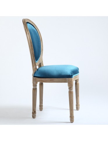 Lot de 2 chaises Louis XVI Velours Bleu 24501vbleu