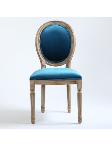 Lot de 2 chaises Louis XVI Velours Bleu 24501vbleu