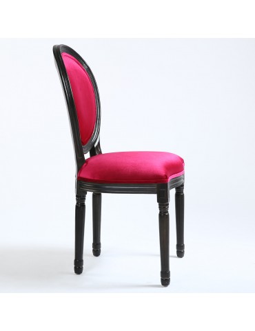 Lot de 2 chaises Louis XVI Black Velours Fuschia 24501blackvfuschia