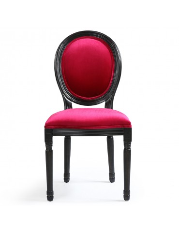 Lot de 2 chaises Louis XVI Black Velours Fuschia 24501blackvfuschia